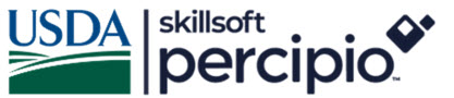 USDA logo and Skillsoft Percipio logo